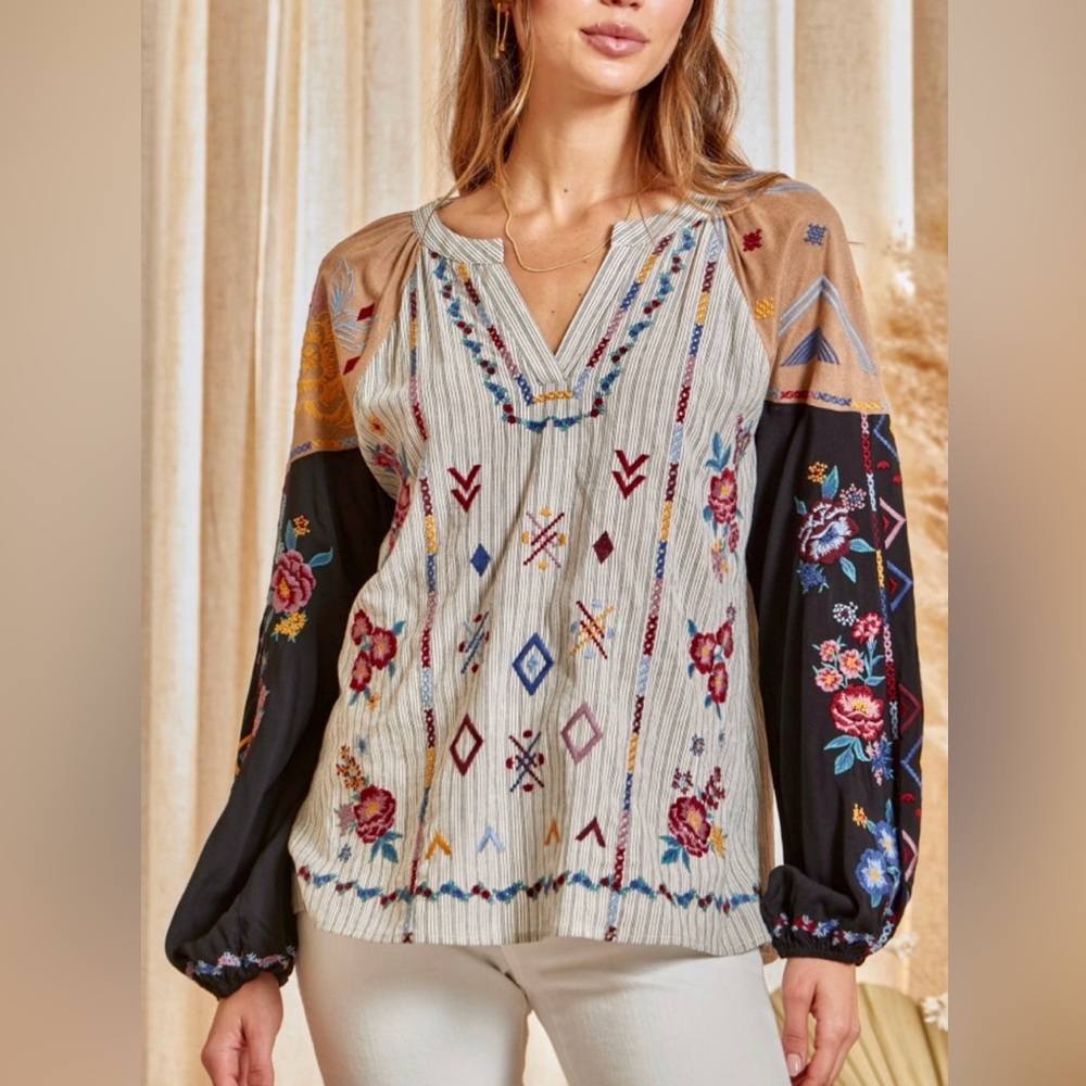 Savanna Jane Multicolor Embroidered Blouse